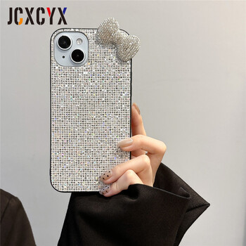 Πολυτελής 3D Glitter Diamond Bow Bling θήκη τηλεφώνου για iPhone 15 13 14 12 11 Pro Max 14 15 Plus X XS XR XS Max Αντικραδασμικό πίσω κάλυμμα