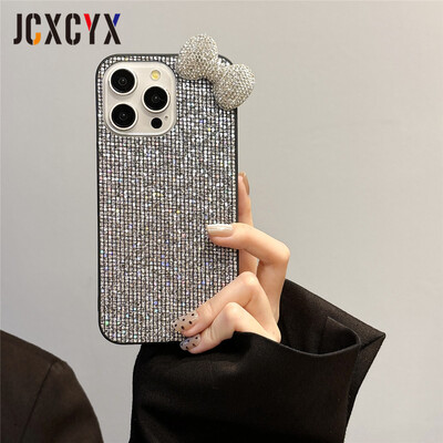 Luksuzna 3D svjetlucava dijamantna mašna Bling telefonska torbica za iPhone 15 13 14 12 11 Pro Max 14 15 Plus X XS XR XS Max stražnja maska otporna na udarce
