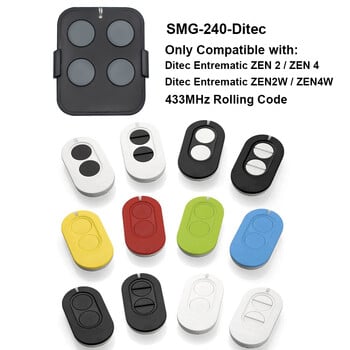 Ditec entrematic zen 2 / zen 4 Μαύρο κουμπί 2/4 κυλιόμενος κωδικός 433 MHz Τηλεχειριστήριο γκαραζόπορτας συμβατό με GOL4