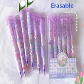 6kom Purple Tulipan Izbrisive gel olovke Kawaii gel olovke s gumicama Korejski papirni materijal Poklon za djevojčice Školski uredski pribor
