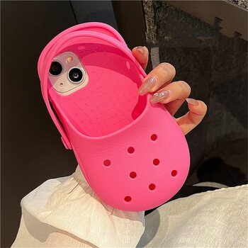 INS Cute Funny Hole Slippers Θήκη τηλεφώνου για iPhone 15 13 14 12 11 Pro Max Creative Summer Camera Protection Μαλακό κάλυμμα σιλικόνης