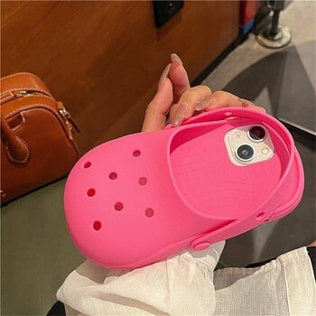 INS Cute Funny Hole Slippers Θήκη τηλεφώνου για iPhone 15 13 14 12 11 Pro Max Creative Summer Camera Protection Μαλακό κάλυμμα σιλικόνης