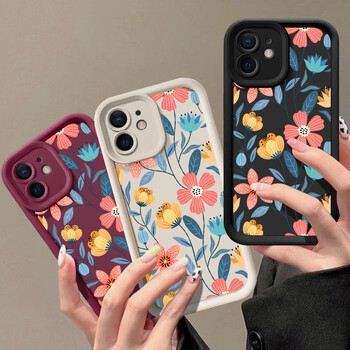 Θήκη σιλικόνης Colorful Flowers για iPhone 15 16 Pro Max 14 13 12 11 Pro Max 7 8 XR XS SE Απαλό κάλυμμα τηλεφώνου TPU προφυλακτήρα αντικραδασμικό