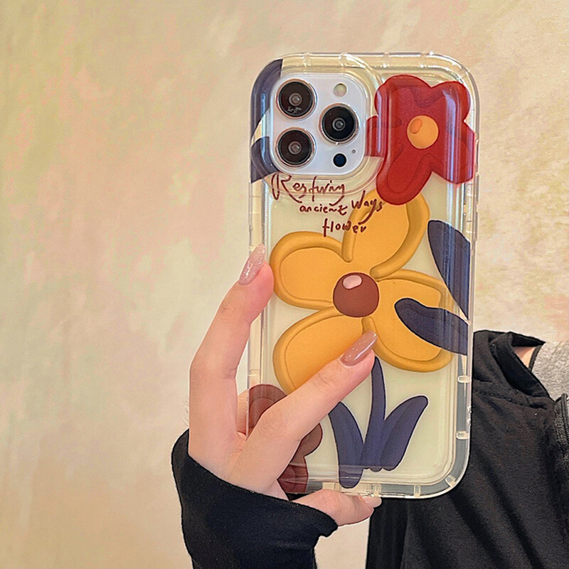 Husă de telefon cu flori cu pictură în ulei pentru iPhone 11 Husă iPhone 12 13 16 14 15 Pro Max 7 6 8 Plus XR XS X SE Husă moale antișoc