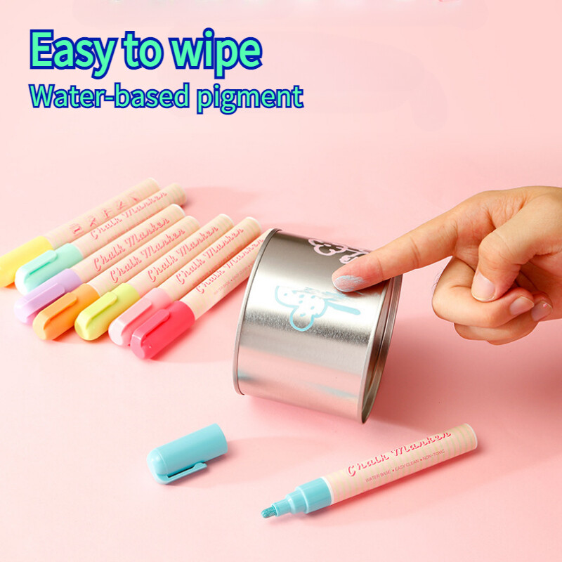 8 spalvų 1/3/6/10 mm skysti kreidos žymekliai Nutrinami daugiaspalviai paryškintuvai LED rašymo lentos stikliniai langai meno žymekliai