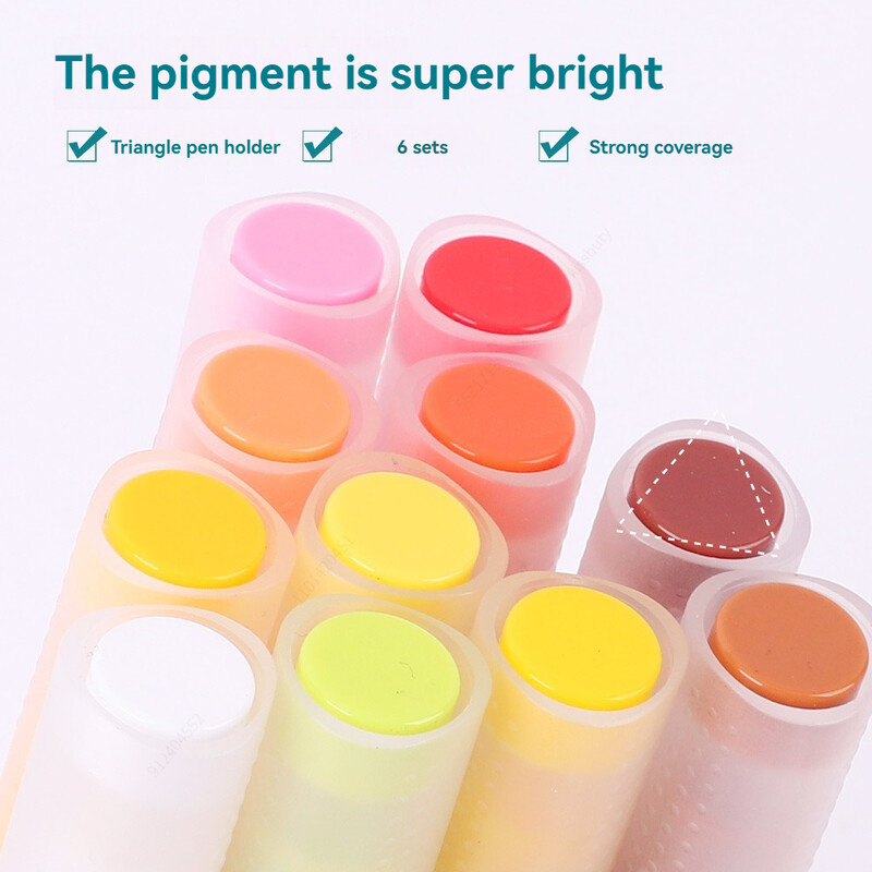 6 spalvos / rinkinys akrilinių dažų rašiklių teptuko antgalis Akriliniai žymekliai, skirti tapybai uolomis, stiklu, akmeniu, medžiu, keraminių audinių iškarpomis