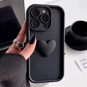 Cute INS 3D Love Heart Θήκη τηλεφώνου σιλικόνης για iPhone 16 15 Pro Max Θήκη iPhone 14 13 12 11 X XS 7 8 Plus Αντικραδασμικό κάλυμμα καραμέλας