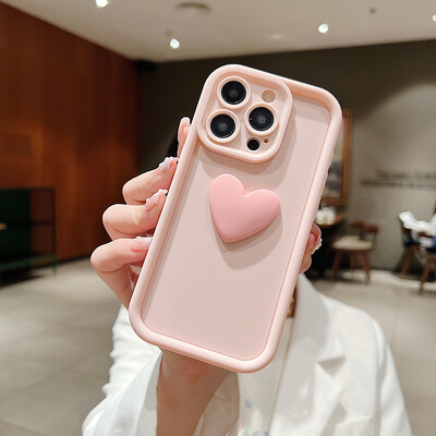 Cute INS 3D Love Heart Θήκη τηλεφώνου σιλικόνης για iPhone 16 15 Pro Max Θήκη iPhone 14 13 12 11 X XS 7 8 Plus Αντικραδασμικό κάλυμμα καραμέλας