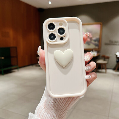 Cute INS 3D Love Heart Θήκη τηλεφώνου σιλικόνης για iPhone 16 15 Pro Max Θήκη iPhone 14 13 12 11 X XS 7 8 Plus Αντικραδασμικό κάλυμμα καραμέλας