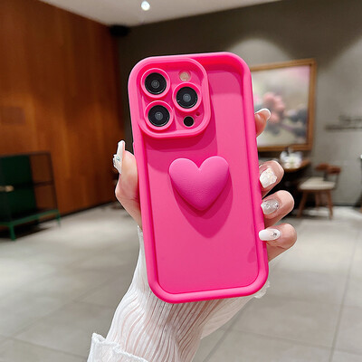 Cute INS 3D Love Heart Θήκη τηλεφώνου σιλικόνης για iPhone 16 15 Pro Max Θήκη iPhone 14 13 12 11 X XS 7 8 Plus Αντικραδασμικό κάλυμμα καραμέλας
