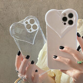 Fashion Cute Love Heart Clear Case Phone Για iPhone 16 Pro Max 15 14 13 12 11 X XR XS 7 8 Plus Candy Color Μαλακό κάλυμμα αντικραδασμικό