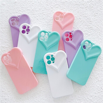 Fashion Cute Love Heart Clear Case Phone Για iPhone 16 Pro Max 15 14 13 12 11 X XR XS 7 8 Plus Candy Color Μαλακό κάλυμμα αντικραδασμικό