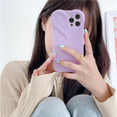 Fashion Cute Love Heart Clear Case Phone Για iPhone 16 Pro Max 15 14 13 12 11 X XR XS 7 8 Plus Candy Color Μαλακό κάλυμμα αντικραδασμικό