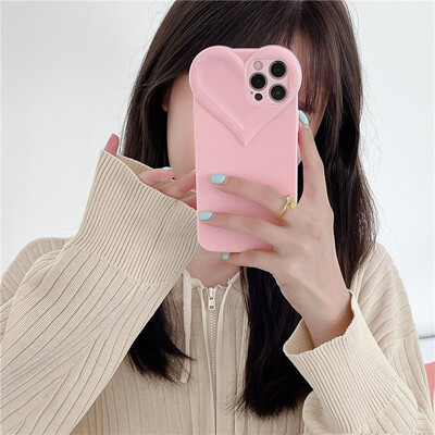 Fashion Cute Love Heart Clear Case Phone Για iPhone 16 Pro Max 15 14 13 12 11 X XR XS 7 8 Plus Candy Color Μαλακό κάλυμμα αντικραδασμικό