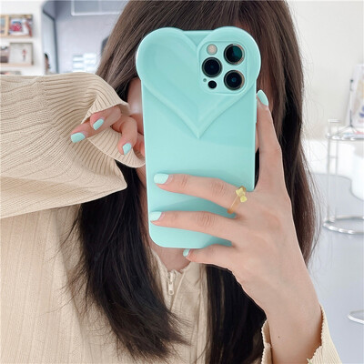 Fashion Cute Love Heart Clear Case Phone Για iPhone 16 Pro Max 15 14 13 12 11 X XR XS 7 8 Plus Candy Color Μαλακό κάλυμμα αντικραδασμικό