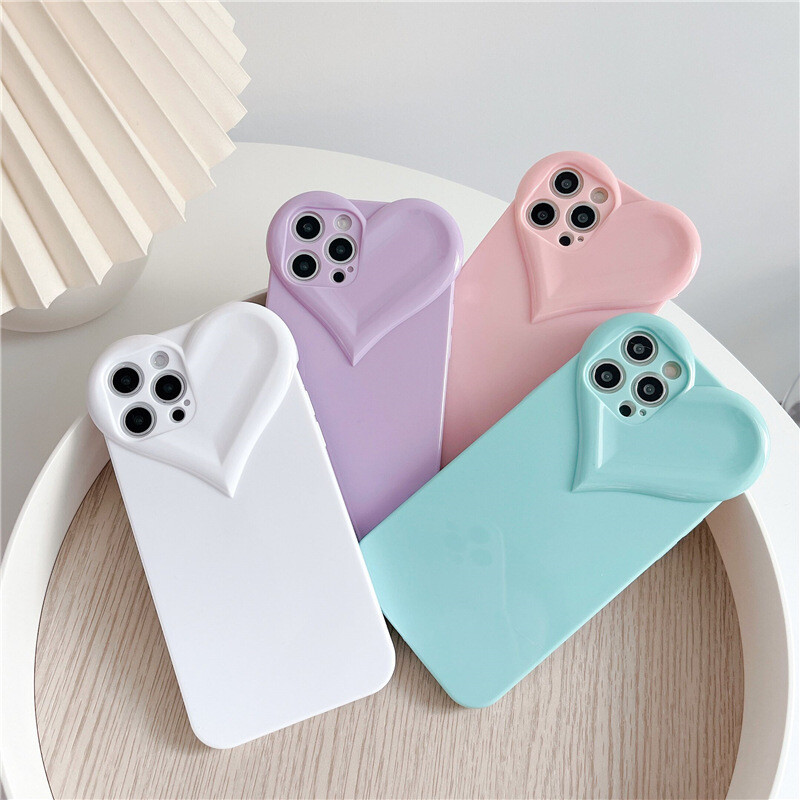 Fashion Cute Love Heart Clear Case Phone Για iPhone 16 Pro Max 15 14 13 12 11 X XR XS 7 8 Plus Candy Color Μαλακό κάλυμμα αντικραδασμικό