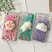 3D Squishy Cat Case za iPhone 5s SE 6 7 7 Pro Case Liquid Quicksand Glitter Silikonska maska za iPhone 14 13 Xs 12 11 Cover Coque