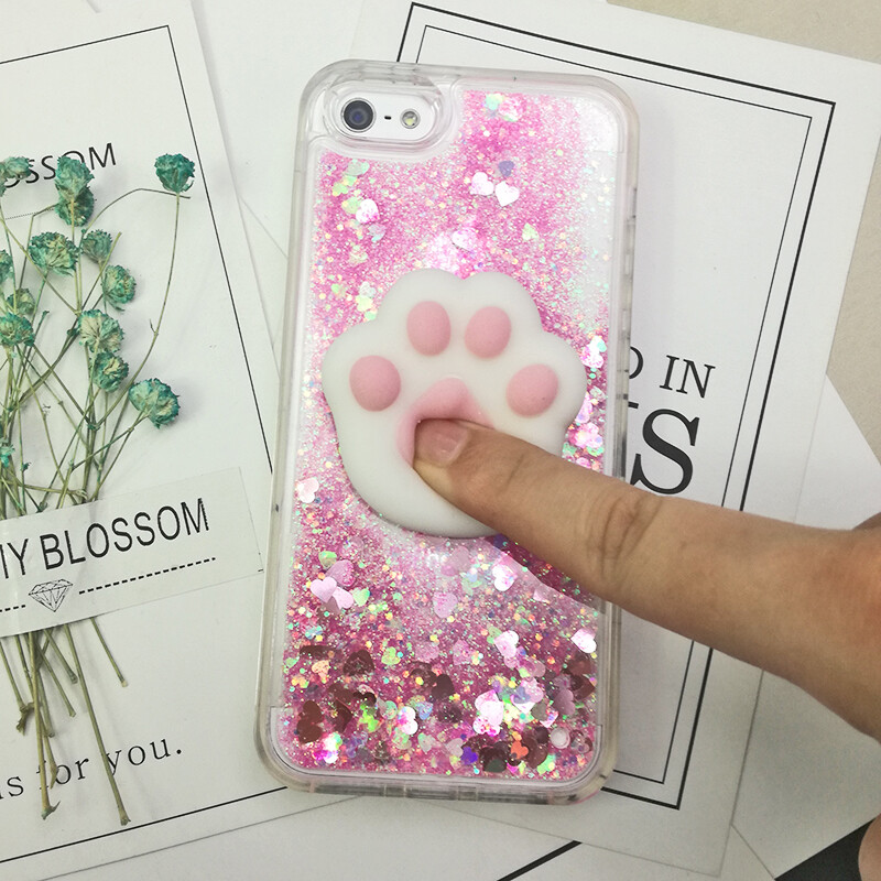 3D Squishy Cat Case za iPhone 5s SE 6 7 7 Pro Case Liquid Quicksand Glitter Silikonska maska za iPhone 14 13 Xs 12 11 Cover Coque