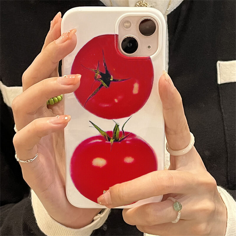 Japonia Coreea drăguț model de roșii husă din silicon moale pentru telefon pentru iPhone 12 11 13 14 15 Pro XR XS Max 7 8 Plus husă de protecție din spate