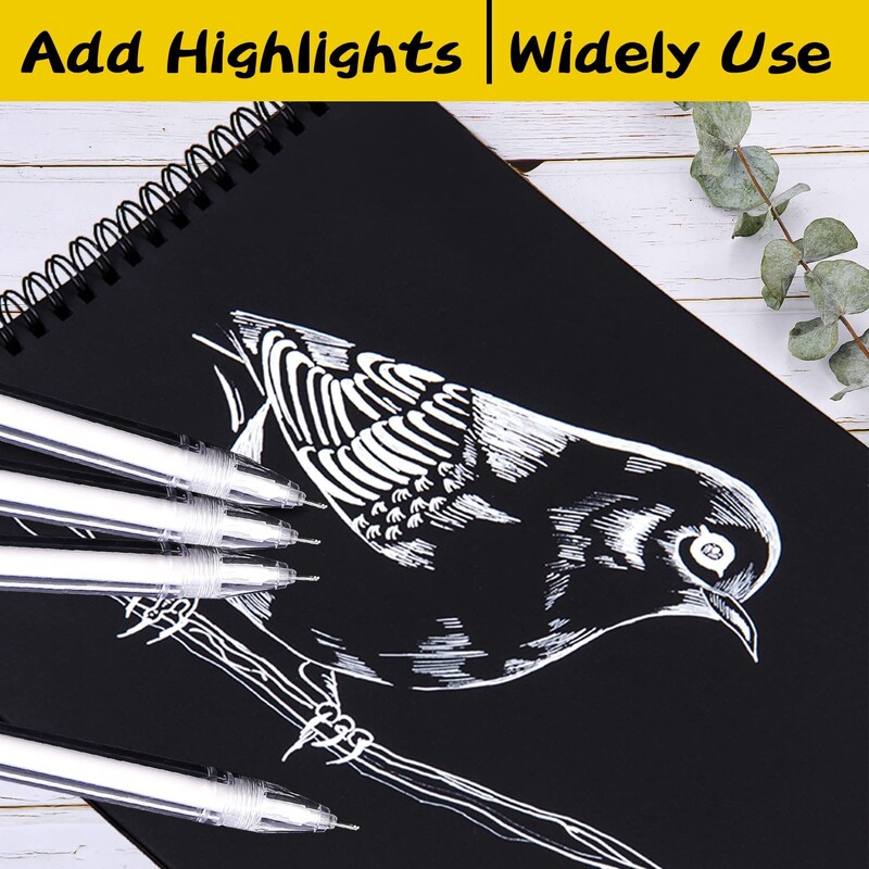 Gel olovke od bijelog zlata i srebra, 0,5 mm ekstra fine olovke, gel olovke s tintom za crni papir za crtanje, skiciranje, ilustracije, odrasle