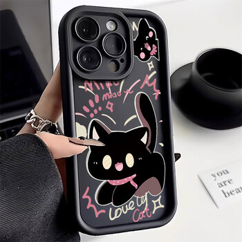 Νέα θήκη τηλεφώνου Little Black Cat Cute Coupe for iPhone 16 15 14 13 PRO MAX 11 12 13 PRO X XS XR 7 8 Plus Mini Y2k Cartoon Cover