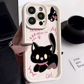 Νέα θήκη τηλεφώνου Little Black Cat Cute Coupe for iPhone 16 15 14 13 PRO MAX 11 12 13 PRO X XS XR 7 8 Plus Mini Y2k Cartoon Cover