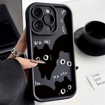 Νέα θήκη τηλεφώνου Little Black Cat Cute Coupe for iPhone 16 15 14 13 PRO MAX 11 12 13 PRO X XS XR 7 8 Plus Mini Y2k Cartoon Cover