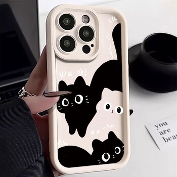 Νέα θήκη τηλεφώνου Little Black Cat Cute Coupe for iPhone 16 15 14 13 PRO MAX 11 12 13 PRO X XS XR 7 8 Plus Mini Y2k Cartoon Cover