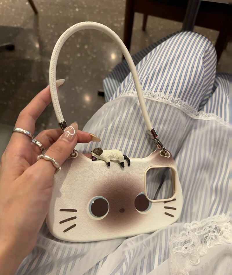 Nova telefonska torbica s remenom za ruku sa slatkim mačjim licem za iPhone 16 15 14 13 Pro Max Fashion Girl poklon zaštitna maska za telefon u obliku crtića Y2K