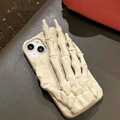Naujas Hand Bones 3D Bracket telefono dėklas, skirtas iPhone 16 15 14 13 12 Pro Max Fashion Protective Shell Cartoon telefono dėklas Y2K