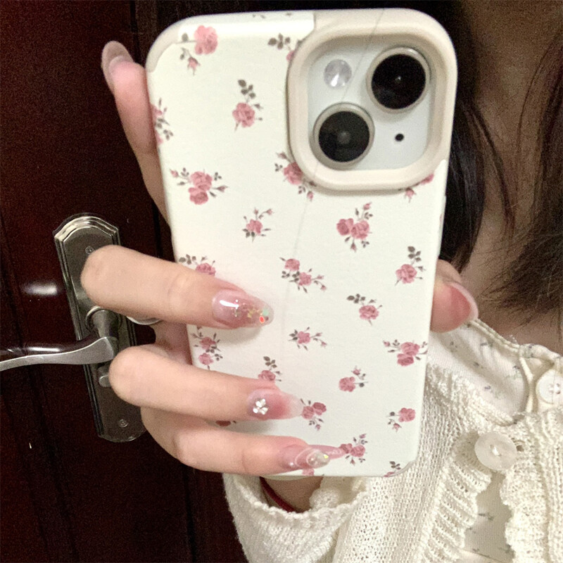Esteetiline armsa lillega nahast telefoniümbris iPhone'ile 15 14 13 12 Pro Max 11 Lovely Floral Art Põrutuskindel pehme tagakaas Funda