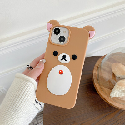 Modni slatki 3D crtani medvjed Rilakkuma Mekana silikonska stražnja maska za telefon za iPhone 11 12 13 14 15 16 Pro Max