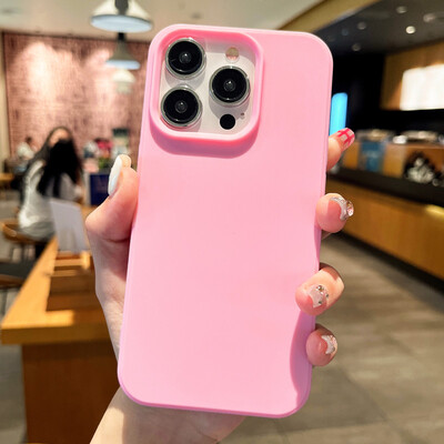 Fashion Candy Colors Minkštas telefono dėklas, skirtas iPhone 16 12 14 13 15 Pro Max 14Plus fotoaparato buferio apsauga nuo smūgio matinis dangtelis Coque