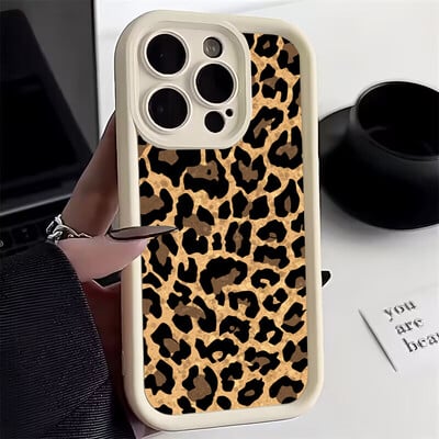 Leopard Print grafinis silikoninis telefono dėklas, skirtas iPhone 15 14 13 12 11 Pro Max XS X XR 7 8 14 Plus 15 smūgiams atsparus minkštas buferio dangtelis
