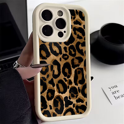 Leopard Print grafinis silikoninis telefono dėklas, skirtas iPhone 15 14 13 12 11 Pro Max XS X XR 7 8 14 Plus 15 smūgiams atsparus minkštas buferio dangtelis