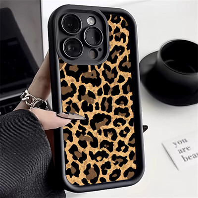 Leopard Print grafinis silikoninis telefono dėklas, skirtas iPhone 15 14 13 12 11 Pro Max XS X XR 7 8 14 Plus 15 smūgiams atsparus minkštas buferio dangtelis