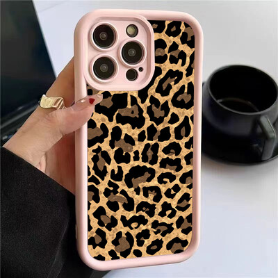 Leopard Print grafinis silikoninis telefono dėklas, skirtas iPhone 15 14 13 12 11 Pro Max XS X XR 7 8 14 Plus 15 smūgiams atsparus minkštas buferio dangtelis
