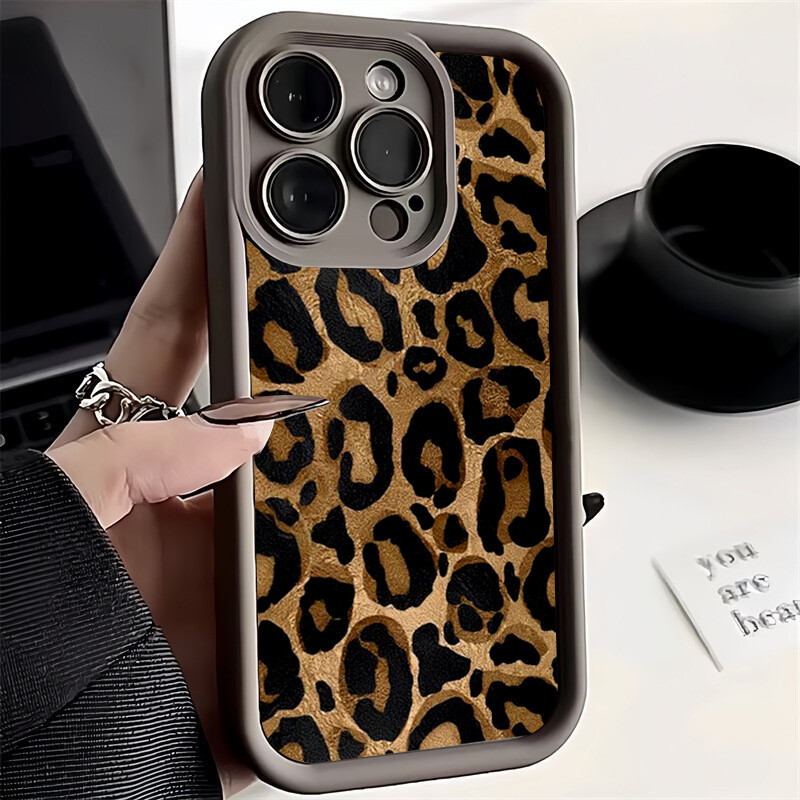 Leopard Print grafinis silikoninis telefono dėklas, skirtas iPhone 15 14 13 12 11 Pro Max XS X XR 7 8 14 Plus 15 smūgiams atsparus minkštas buferio dangtelis