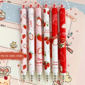 6 τμχ 0,5 mm Sweet Strawberry Retractable Neutral Pens - Ιδανικά για γραφή και ζωγραφική