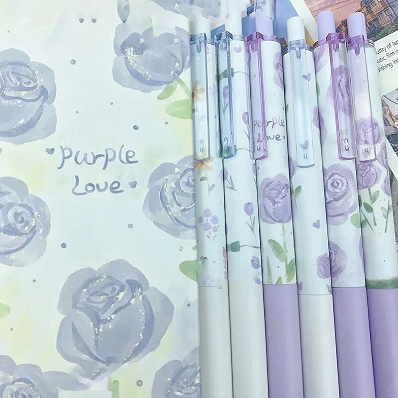 6kom modne Kawaii Rose glatke gel olovke za pisanje, kreativne, brzosušeće, neutralne olovke, estetski uredski pribor