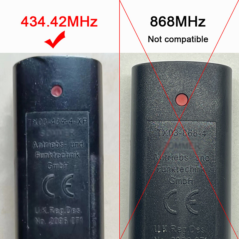 SOMMER 434.42MHz TX03 434 4 XP tālvadības vārti SOMMER 4013 TX03-434-4-XP 4014 TX02-434-2 4022 TX02-434-2 Garāžas durvju atvērējs