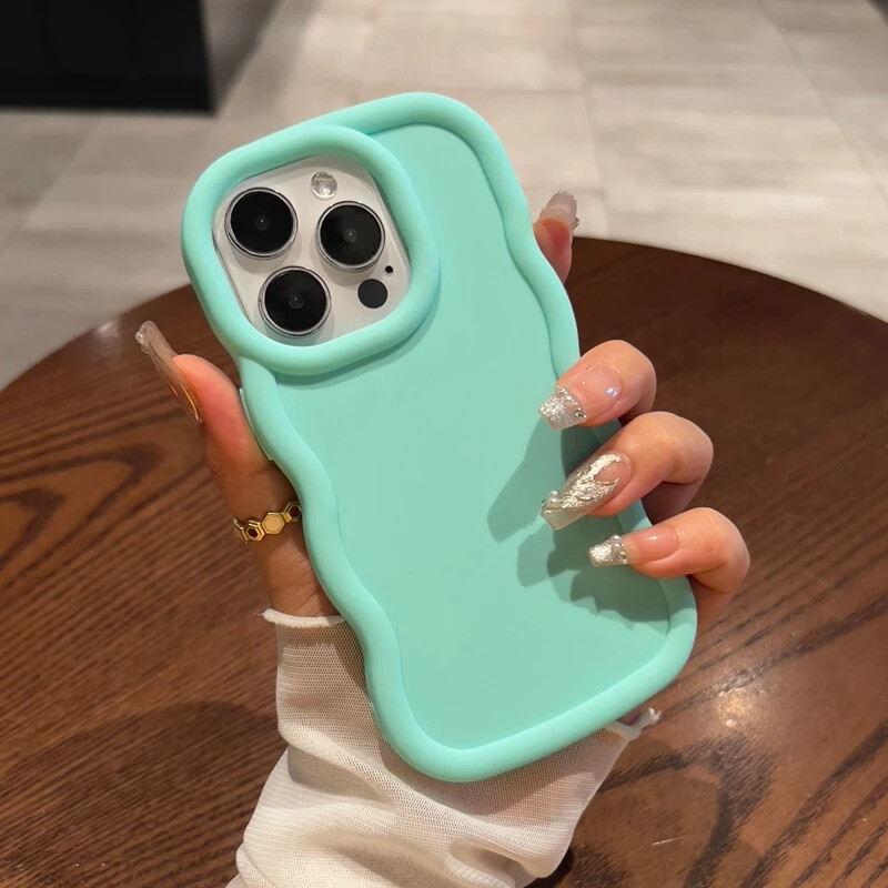 Luksuzna telefonska torbica s valovitim uzorkom u boji slatkiša za iPhone 11 12 13 14 15 16 Pro Max X Xs XR Max 7 8 Mekana silikonska maska otporna na udarce