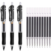 Ištraukiamas gelio rašiklio rinkinys 0,5 mm juodas/raudonas/mėlynas didelės talpos rutulinio rašiklio rankena, keičiama pildoma strypo mokykliniai biuro reikmenys