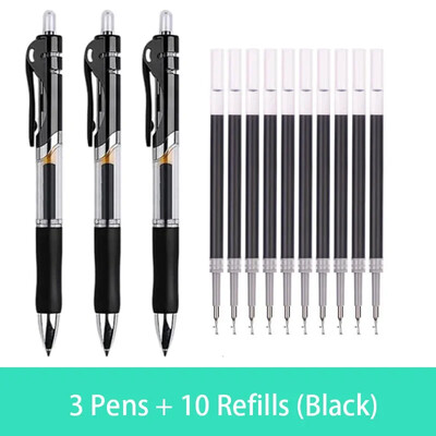 Ištraukiamas gelio rašiklio rinkinys 0,5 mm juodas/raudonas/mėlynas didelės talpos rutulinio rašiklio rankena, keičiama pildoma strypo mokykliniai biuro reikmenys