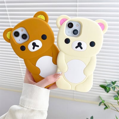 Slatka 3D crtana Rilakkuma Bear telefonska maska za iPhone 16 promax 15 14 13 12 11 Pro Max Xs XR 6 7 8 Plus SE mekana silikonska maska