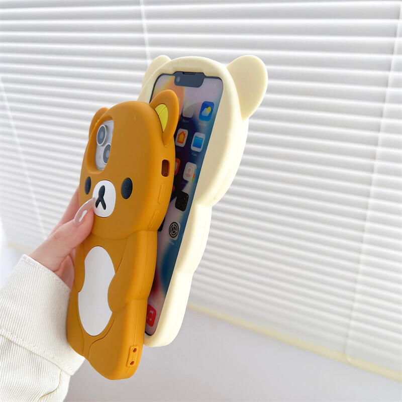 Slatka 3D crtana Rilakkuma Bear telefonska maska za iPhone 16 promax 15 14 13 12 11 Pro Max Xs XR 6 7 8 Plus SE mekana silikonska maska