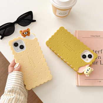 Αστεία θήκη μπισκότων για σάντουιτς Rilakkuma Bear για iPhone 16 15 14 13 12 11 Pro Max Μαλακό κάλυμμα σιλικόνης