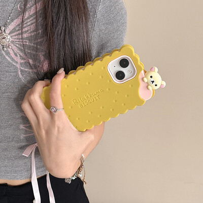 Funny Rilakkuma Bear Sandwich Biscuit Case za iPhone 16 15 14 13 12 11 Pro Max mekana silikonska maska