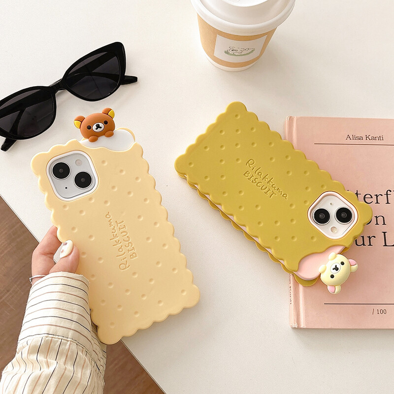 Funny Rilakkuma Bear Sandwich Biscuit Case za iPhone 16 15 14 13 12 11 Pro Max mekana silikonska maska