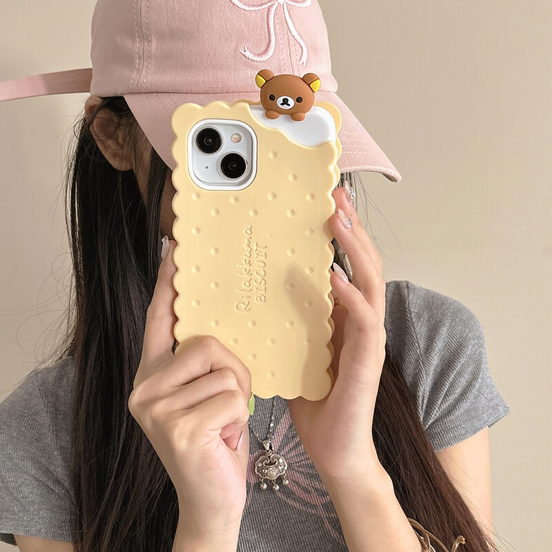 Funny Rilakkuma Bear Sandwich Biscuit Case za iPhone 16 15 14 13 12 11 Pro Max mekana silikonska maska